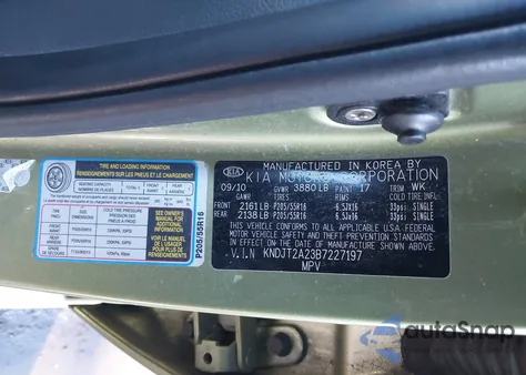 2011 Kia Soul + z USA, uszkodzony, nr VIN KNDJT2A23B7227197